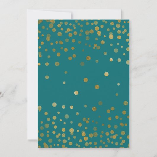 21e Verjaardag Blauwgroen Gouden Confetti Dot Glam Kaart (Achterkant)