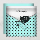 21e verjaardag Blauwgroen zwart wit Afbeelding met Kaart (Voorkant / Achterkant)