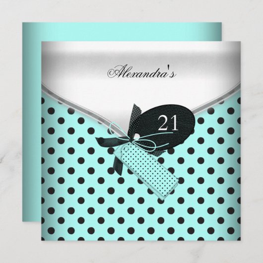 21e verjaardag Blauwgroen zwart wit Afbeelding met Kaart (Voorkant / Achterkant)