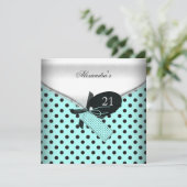 21e verjaardag Blauwgroen zwart wit Afbeelding met Kaart (Staand voorkant)