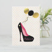 21e verjaardag Bling hoge hakken uitnodiging (Staand voorkant)