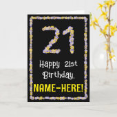 21e Verjaardag: Bloem Bloemen Nummer, Aangepaste N Kaart (Gele Bloem)