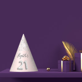 21e verjaardag blozen roze glitter stofnaam feesthoedjes