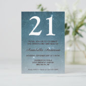 21e verjaardag Blue Midnight Night Sky Star Sparkl Kaart (Staand voorkant)