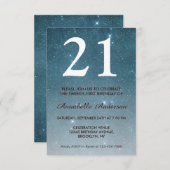 21e verjaardag Blue Midnight Night Sky Star Sparkl Kaart (Voorkant / Achterkant)