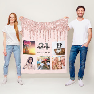 21e verjaardag blush roze gouden glitters dips naa fleece deken