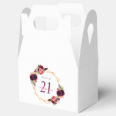 21e verjaardag Bourgondische roze bloemen geometri Bedankdoosjes (Geopend)