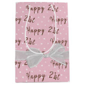 21e verjaardag Bow op poka Dots Medium Gift tas Medium Cadeauzakje (Voorkant)