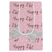 21e verjaardag Bow op poka Dots Medium Gift tas Medium Cadeauzakje (Achterkant)