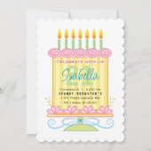 21e Verjaardag Bright  Pastel Cake Invitation Kaart (Voorkant)