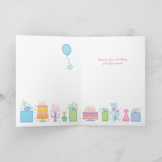 21e verjaardag Bright Pastel Icons Kaart (Binnen)