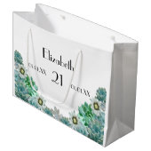 21e verjaardag cactus bloemen vetplanten wit groot cadeauzakje (Voorkant Gekanteld)