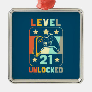 21e verjaardag cadeau   Niveau 21 niet-vergrendeld Metalen Ornament