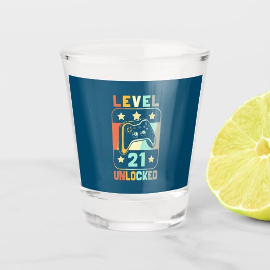 21e verjaardag cadeau | Niveau 21 niet-vergrendeld Shot Glas (Voorkant)