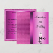 21e verjaardag Champagne Glam Pink Glitter Kaart (Voorkant / Achterkant)