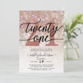 21e verjaardag Champagne Glitter Kaart (Staand voorkant)