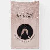 21e verjaardag Champagne Toast Verticaal glitter Spandoek (Verticaal)
