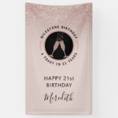 21e verjaardag Champagne Toast Verticaal glitter Spandoek (Verticaal)
