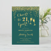 21e verjaardag - Cheers tot 21 jaar Emerald Green Kaart (Staand voorkant)