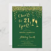 21e verjaardag - Cheers tot 21 jaar Gold Green Kaart (Voorkant)