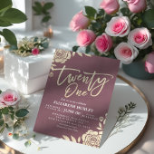 21e verjaardag Chic Gold Flowers Burgundy Red Kaart