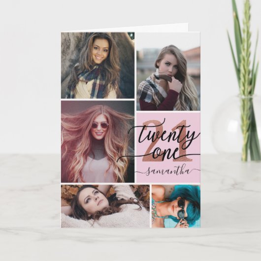 21e verjaardag Chic Photo Card Kaart (Voorkant)