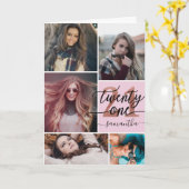 21e verjaardag Chic Photo Card Kaart (Gele Bloem)