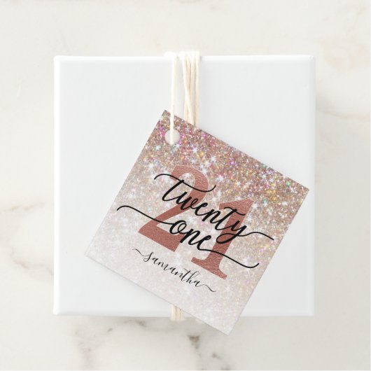21e verjaardag chique glitter ombre bedankjes labels (In situ)