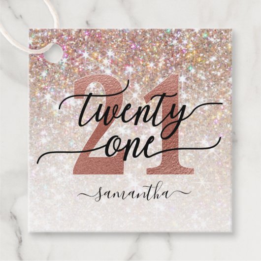 21e verjaardag chique glitter ombre bedankjes labels (Voorkant)