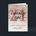21e verjaardag chique glitter ombre kaart<br><div class="desc">Modern chic girly birthday card for 21st birthday. Design featuring champagne sparkly glitter texture,  roze gold 21 and calligraphy script twenty one. Personalize with a name and your message.</div>