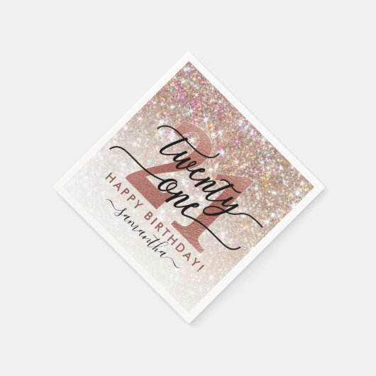 21e verjaardag chique glitter ombre servet (Hoek)