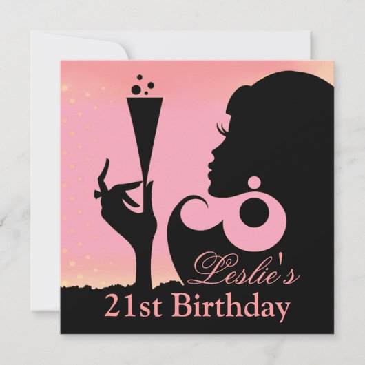 21e verjaardag Cocktailparty roze Kaart (Voorkant)