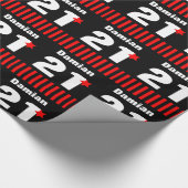 21e verjaardag Collectie Rode Zwarte Stripes A01 Cadeaupapier (Hoek)