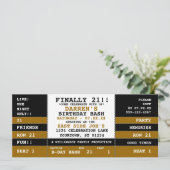 21e verjaardag concertkaartje kaart (Staand voorkant)