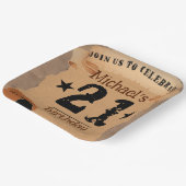 21e verjaardag cowboy wild west oud papier papieren bordje (Gebogen)