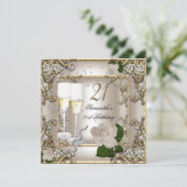 21e verjaardag Cream Gold Roos Silver Kaart (Staand voorkant)