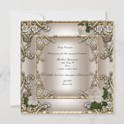 21e verjaardag Cream Gold Roos Silver Kaart (Achterkant)