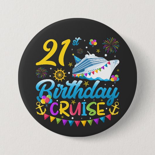 21e verjaardag Cruise B-Day Party Ronde Button 7,6 Cm (Voorkant)