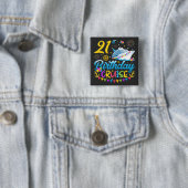 21e verjaardag Cruise B-Day Party Square Vierkante Button 5,1 Cm (In situ)