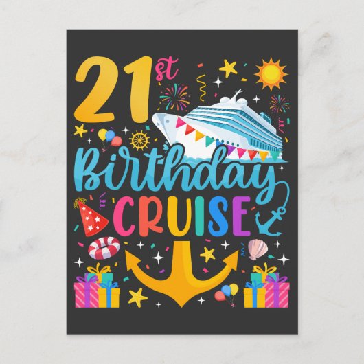 21e verjaardag cruise verjaardagsfeestje briefkaart (Voorkant)
