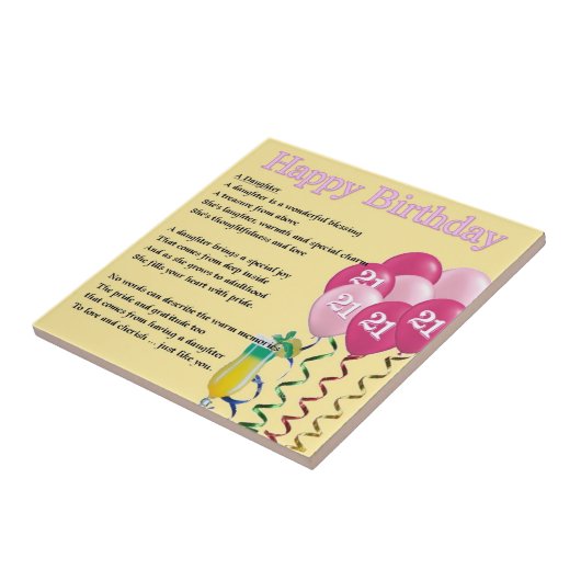 21e verjaardag - Daughter Poem Tile Tegeltje (Zijkant)