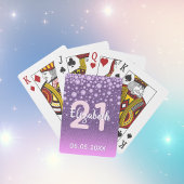 21e verjaardag diamanten glitter paars roze pokerkaarten