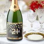 21e verjaardag diamanten glitter zwart goud sparkling wijnetiket<br><div class="desc">An elegant, glamorous and girly 21st birthday wine or champagne bottle label. Black colored vals glitter with nep golden diamond sprinkle and a golden frame. Templates for a name, age 21 and a date. Date of birth or the date of the party/verjaardagsfeest. White and golden kleured letters. The name is...</div>