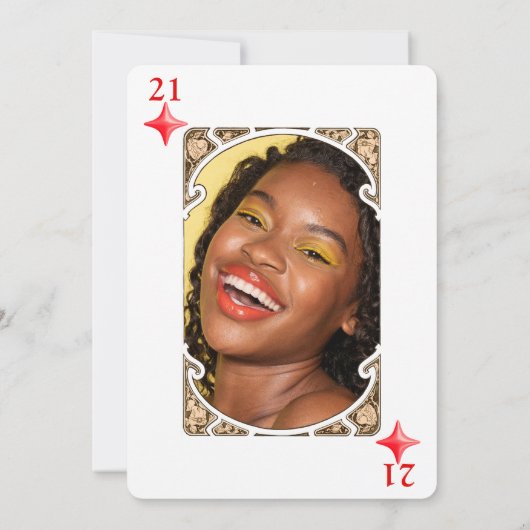 21e verjaardag Diamond spelen Kaart uitnodiging (Achterkant)