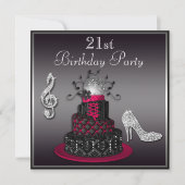 21e verjaardag Disco Diva Cake and Heels Hot Pink Kaart (Voorkant)
