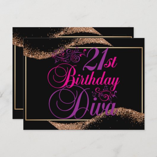 21e verjaardag Diva Feestdagenkaart (Voorkant / Achterkant)