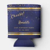 21e verjaardag donkerblauwe goudkaasmakerij blikjeskoeler (Achterkant)