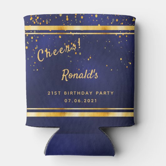 21e verjaardag donkerblauwe goudkaasmakerij blikjeskoeler (Achterkant)