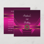 21e verjaardag Donkere roze zijde gouden handdoeke Kaart (Voorkant / Achterkant)