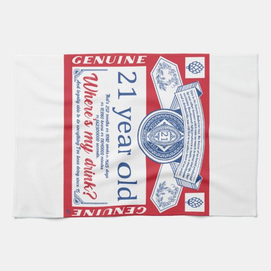 21e verjaardag drink legaal, waar is mijn drink theedoek (Horizontaal)